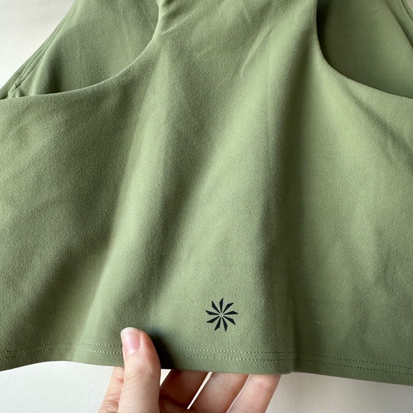 Athleta Olive Green Cropped Tank with Sports Bra - Picture 2 of 6